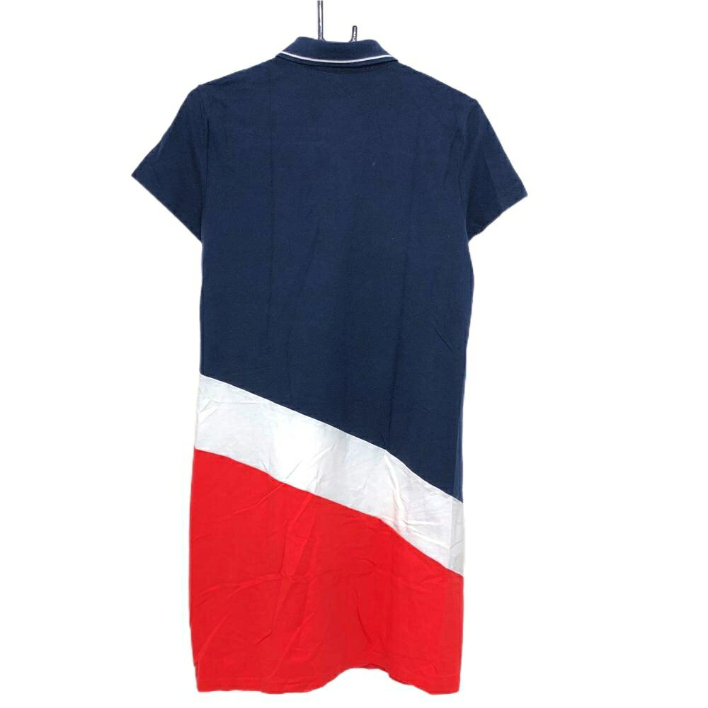トミーヒルフィガー 半袖ポロワンピース ネイビー×レッド トリコロール ワッペン レディース M ゴルフウェア Tommy Hilfiger Golf