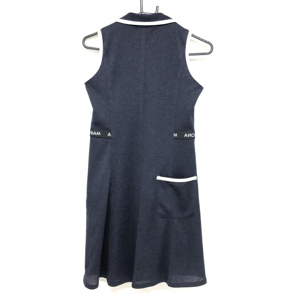 【超美品】マークアンドロナ ノースリーブワンピース ダークネイビー×白 レディース 38(M) ゴルフウェア MARK＆LONA