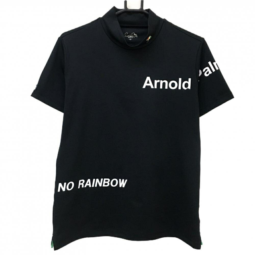 【当店ポイント10倍！楽天スーパーセル期間限定】アーノルドパーマー 半袖ハイネックシャツ 黒×白 ロゴプリント レディース 0 ゴルフウェア Arnold Palmer