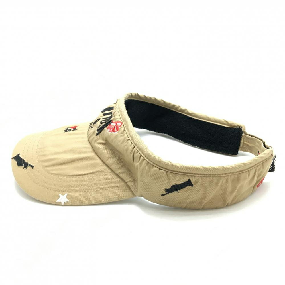 【美品】マークアンドロナ サンバイザー ベージュ×黒 総柄 ゴルフウェア MARK＆LONA