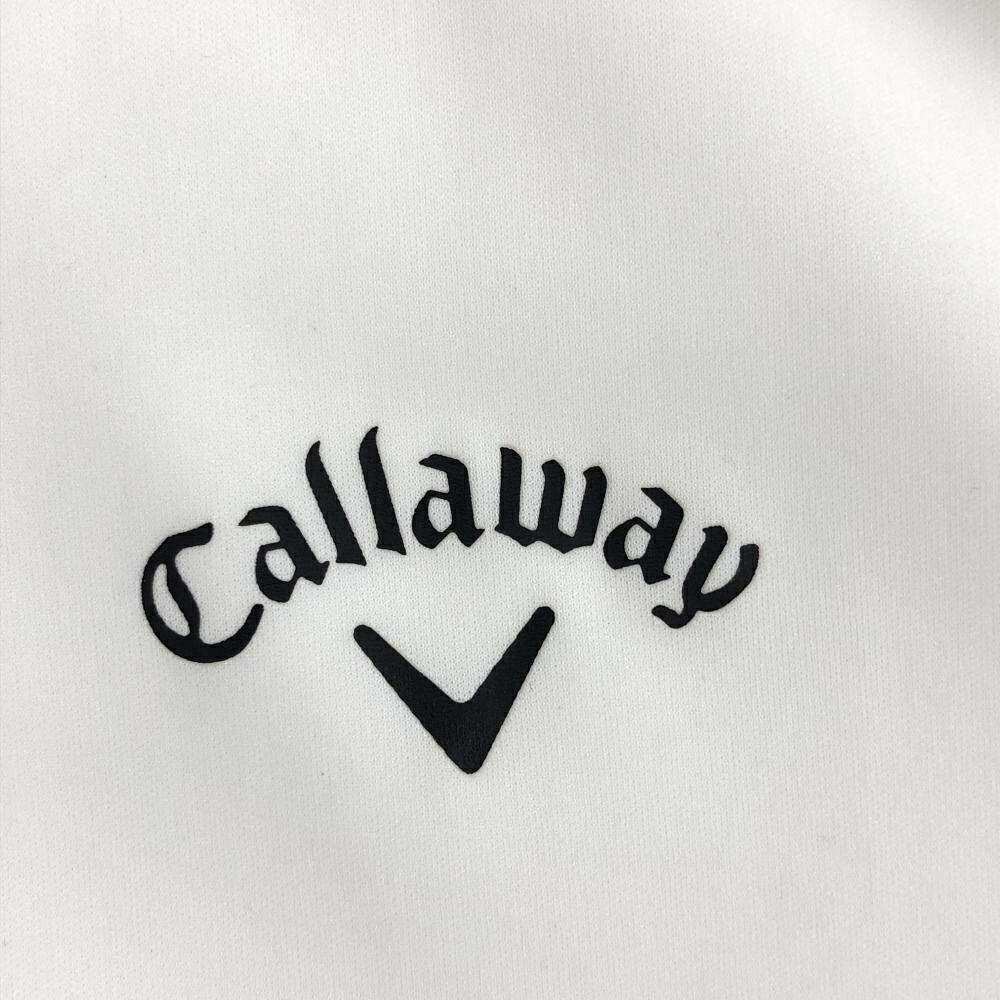 キャロウェイ ジップパーカー 白×黒 ダブルジップ ロゴプリント レディース L ゴルフウェア Callaway