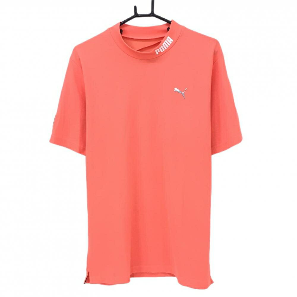 PUMA - 【超美品】プーマ 半袖ハイネックシャツ サーモンオレンジ系 ネックロゴ メンズ XL ゴルフウェア PUMA