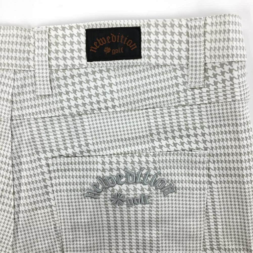 【新品】ニューエディション パンツ 白×グレー グレンチェック ストレッチ メンズ ...