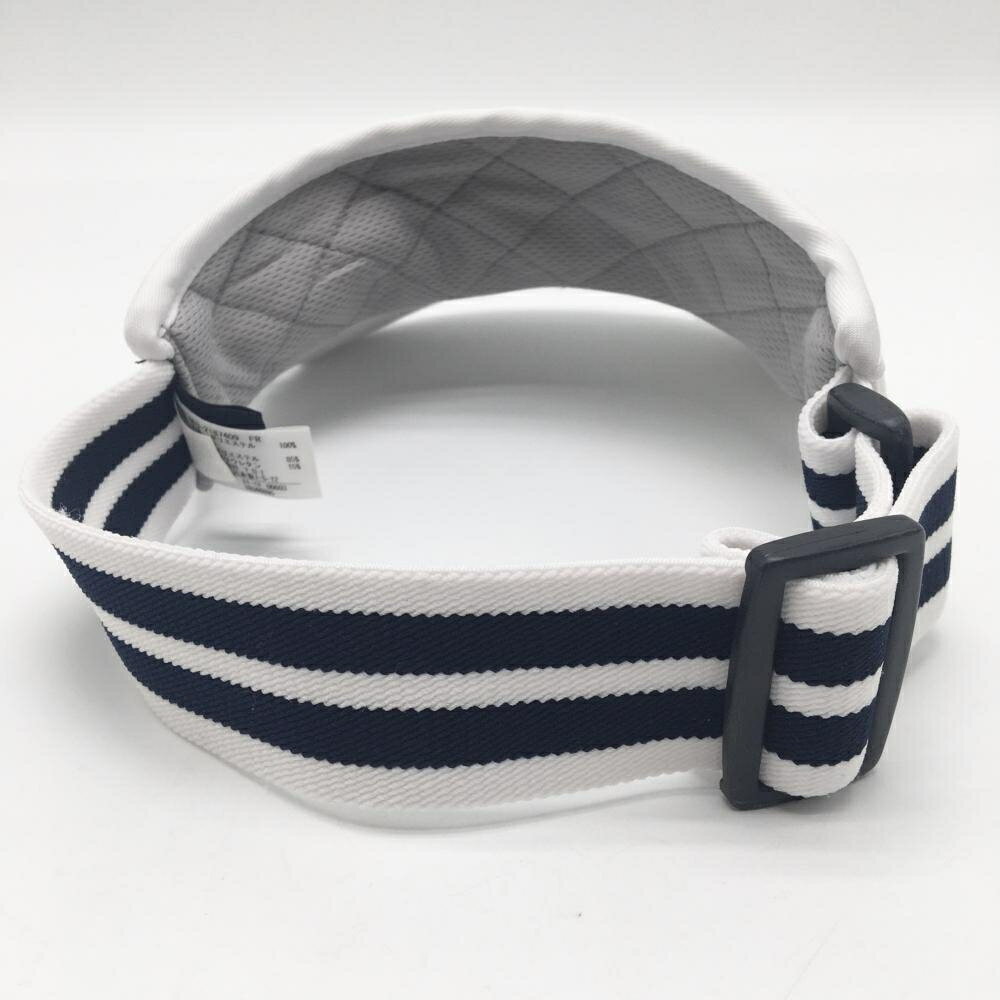 【美品】パーリーゲイツ サンバイザー 白×ネイビー 立体ロゴ刺しゅう 後ろゴムボー...