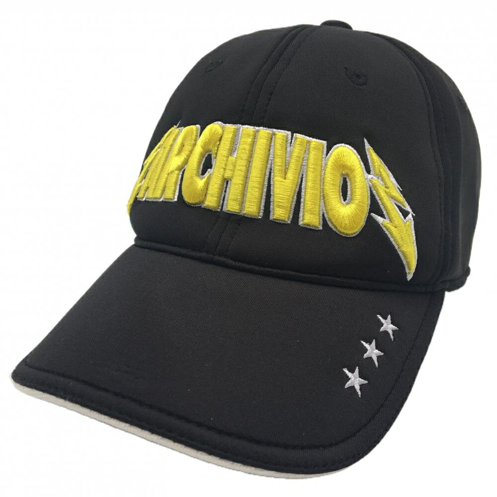 【美品】アルチビオ キャップ 黒×イエロー 立体ロゴ 表記なし ゴルフウェア archivio