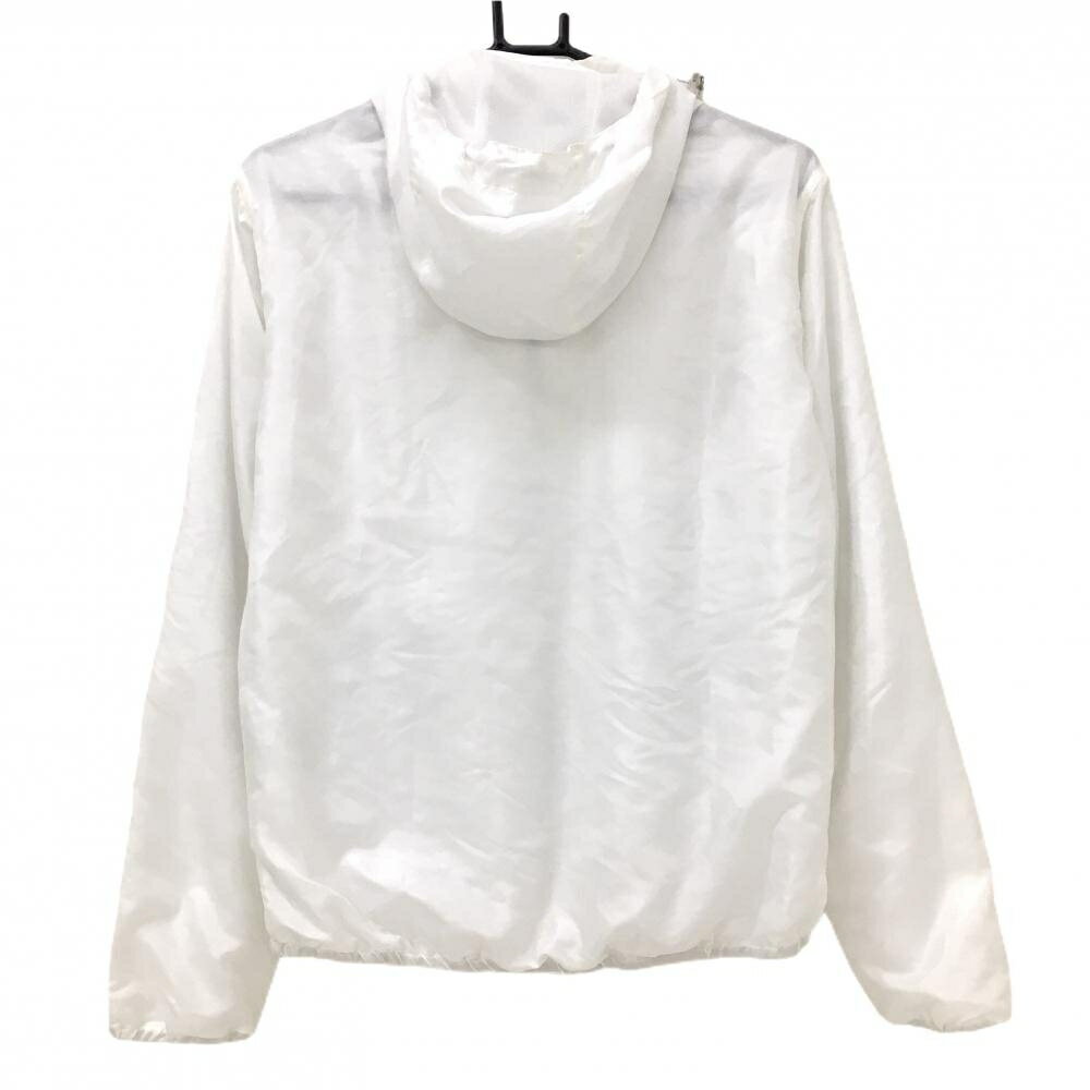 【美品】マークアンドロナ ナイロンパーカー 白 迷彩地模様 カモフラ 裏メッシュ 薄手 スカル メンズ 44(S) ゴルフウェア MARK＆LONA