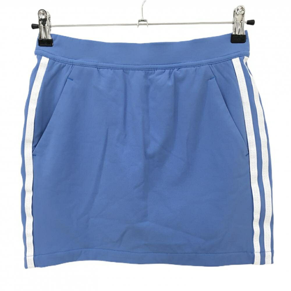 【超美品】アディダス スカート ライトブルー系×白 サイドライン 内側インナーパンツ ストレッチ レデ..