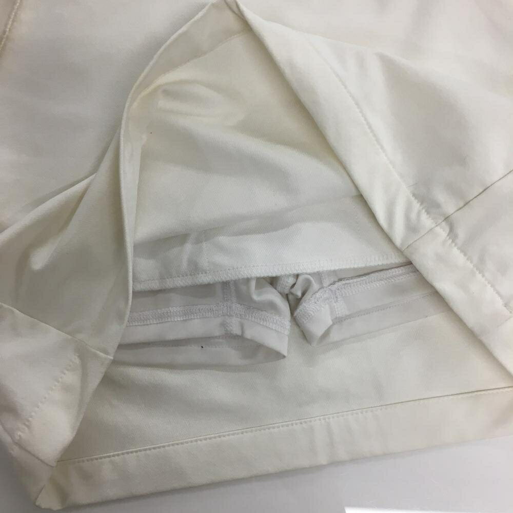 アディダス スカート 白×ネイビー サイドライン 内側インナーパンツ ストレッチ レディース S ゴルフウェア adidas