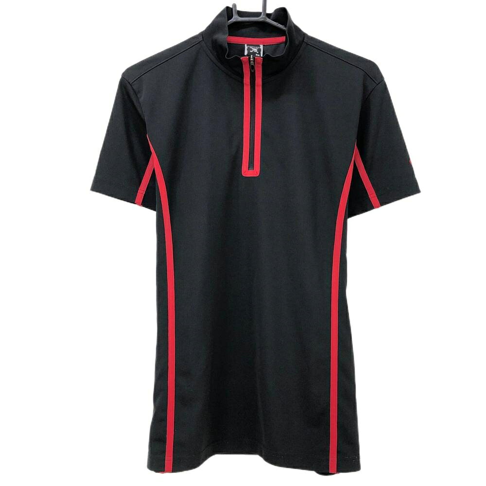 Other - 【美品】オークリー 半袖ハイネックシャツ 黒×レッド ハーフジップ ライン メンズ M ゴルフウェア Oakley