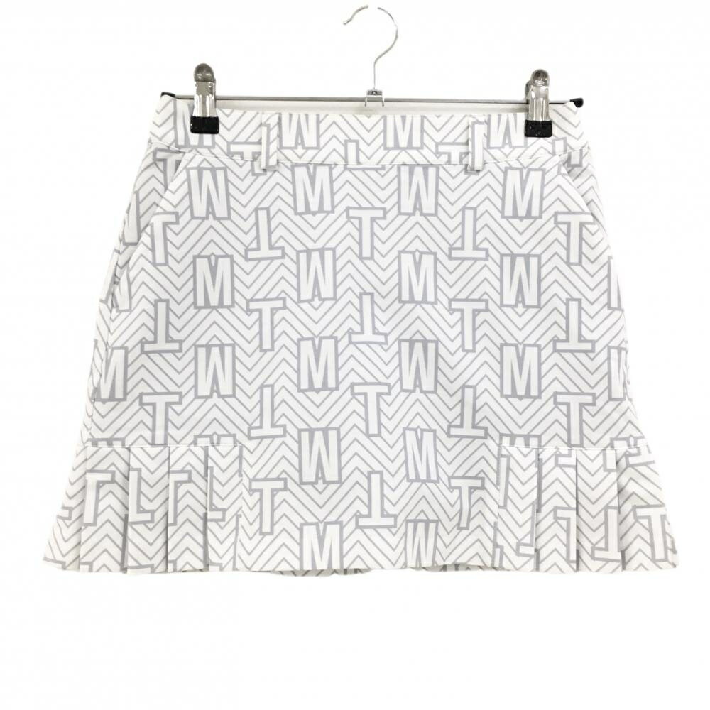 【美品】テーラーメイド スカート 白×ライトグレー 英字総柄 ギザギザ柄 レディース S ゴルフウェア 2023年モデル TaylorMade