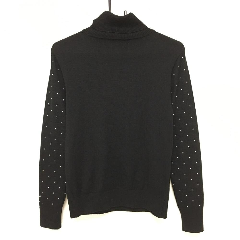 プーマ タートルネックセーター 黒×白 袖ドット柄 タイガー ウール混 レディース M ゴルフウェア PUMA
