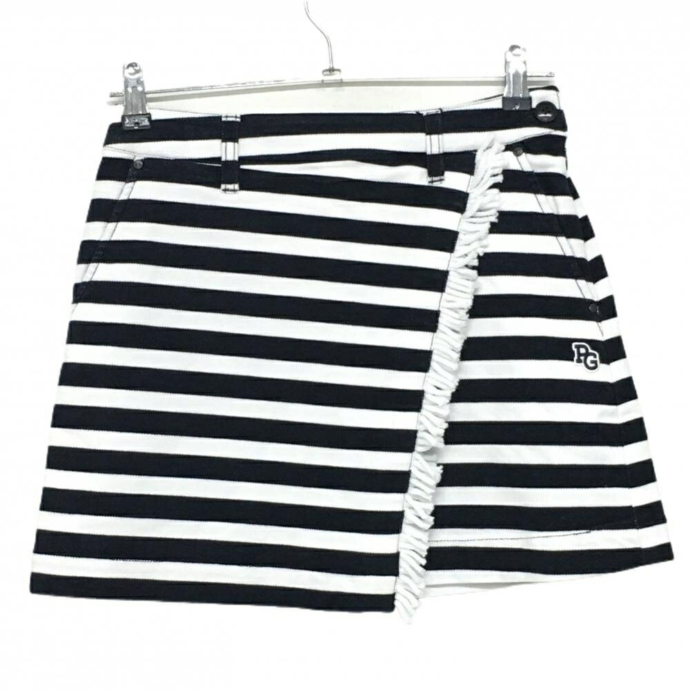 【新品】パーリーゲイツ スカート 白×ダークネイビー ボーダー フリンジ ストレッチ レディース 0(S) ..