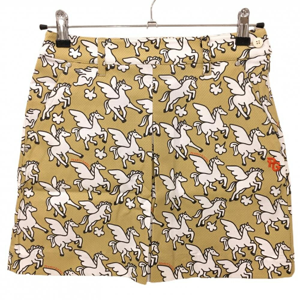 【新品】パーリーゲイツ スカート ベージュ系×白 ペガサス柄 ロゴオレンジ レディ...