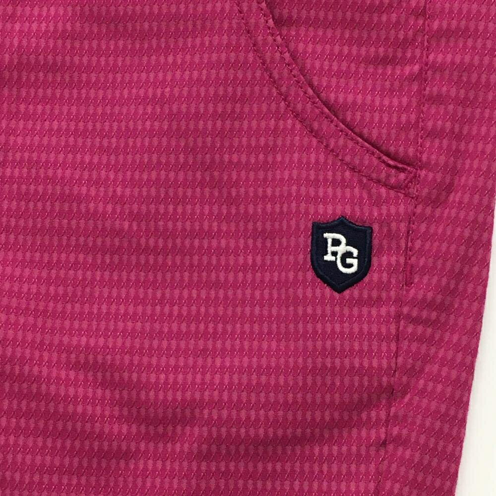 【新品】パーリーゲイツ パンツ パープルピンク 総柄織生地 ウエストロゴライン テ...