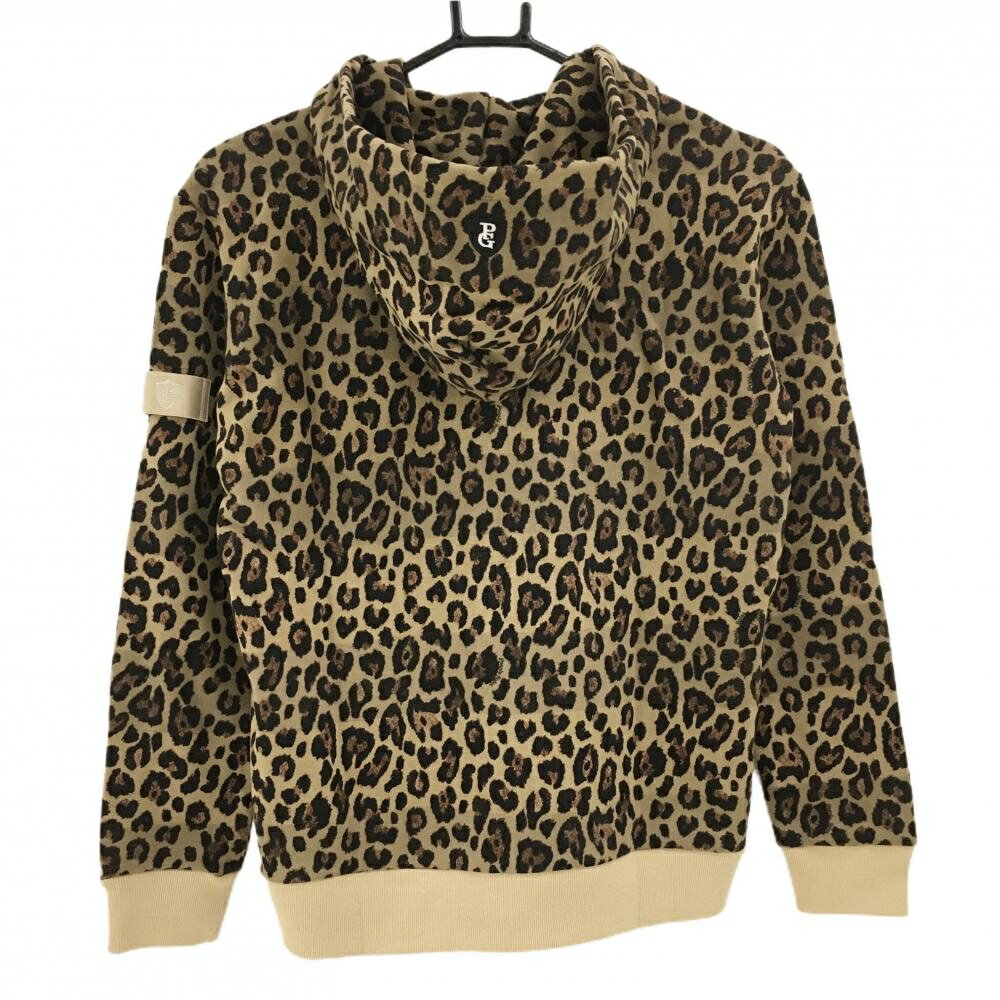 【新品】パーリーゲイツ ジップパーカー ライトブラウン×ブラウン レオパード ロゴ刺しゅう レディース 1(M) ゴルフウェア PEARLY GATES