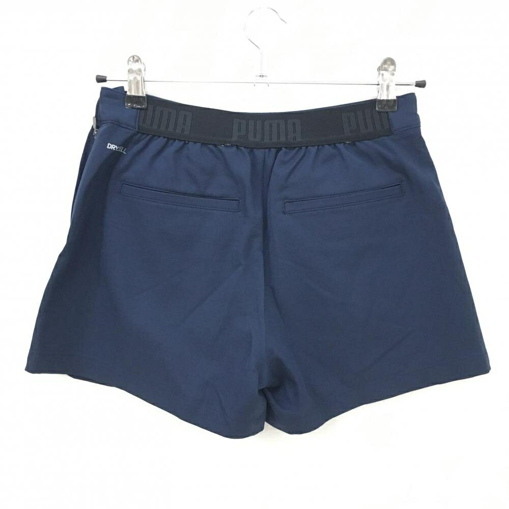 【美品】プーマ キュロットスカート ネイビー×レッドピンク 花柄 立体ロゴ ウエスト後ろゴム レディース S ゴルフウェア PUMA