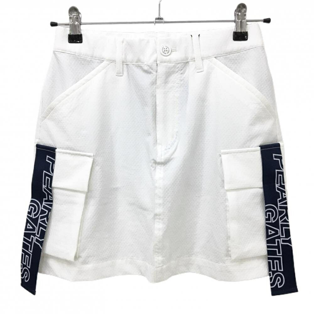 Rakuten - 【新品】パーリーゲイツ カーゴスカート 白×ネイビー 織生地 サイドロゴ レディース 00(XS) ゴルフウェア PEARLY GATES