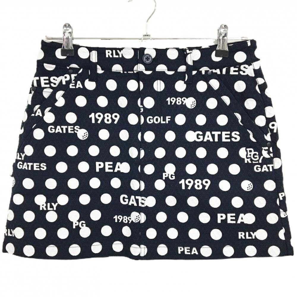 【新品】パーリーゲイツ スカート ダークネイビー×白 ドット柄 ロゴ刺しゅう ストレッチ レディース M ..
