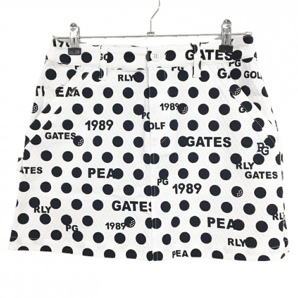 【新品】パーリーゲイツ スカート 白×黒 ドット柄 ロゴ刺しゅう ストレッチ レディース 1(M) ゴルフウ..