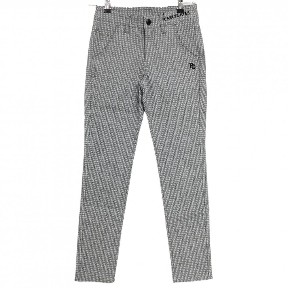 【新品】パーリーゲイツ パンツ 黒×白 総柄 ロゴ刺しゅう ストレッチ レディース 0(S) ゴルフウェア PE..