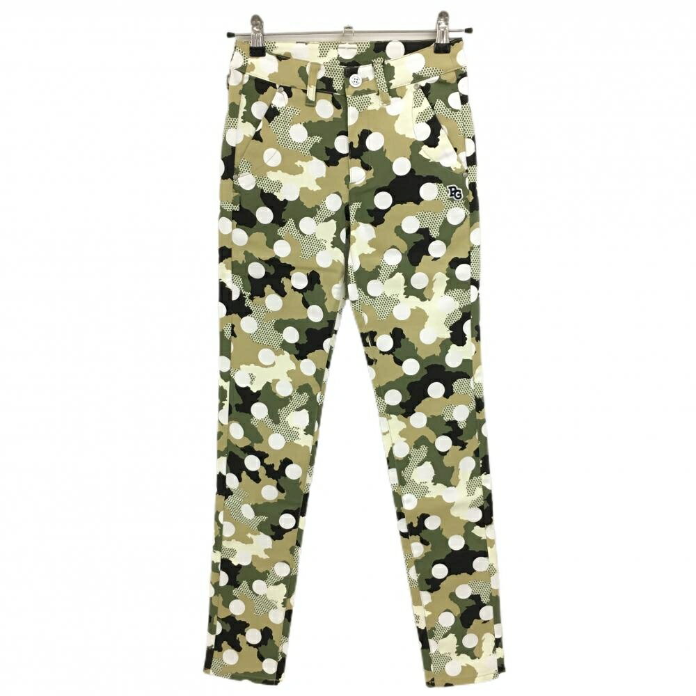 【新品】パーリーゲイツ パンツ カーキ×白 カモフラ調 迷彩 ドット ロゴ刺しゅう レディース 00(XS) ゴ..