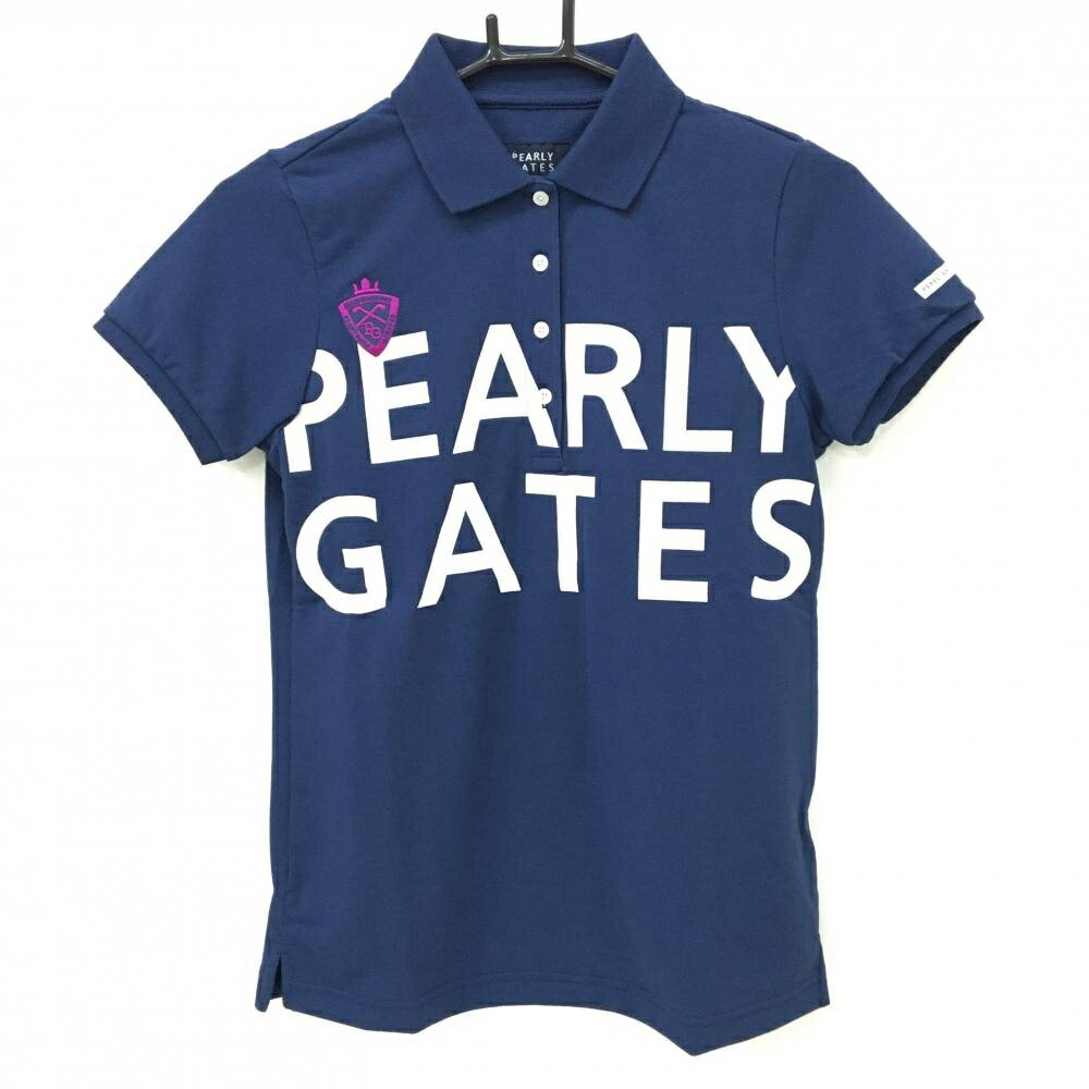 Untitled Sport - 【新品】パーリーゲイツ 半袖ポロシャツ ネイビー×白 ロゴビックプリント レディース 0(S) ゴルフウェア PEARLY GATES