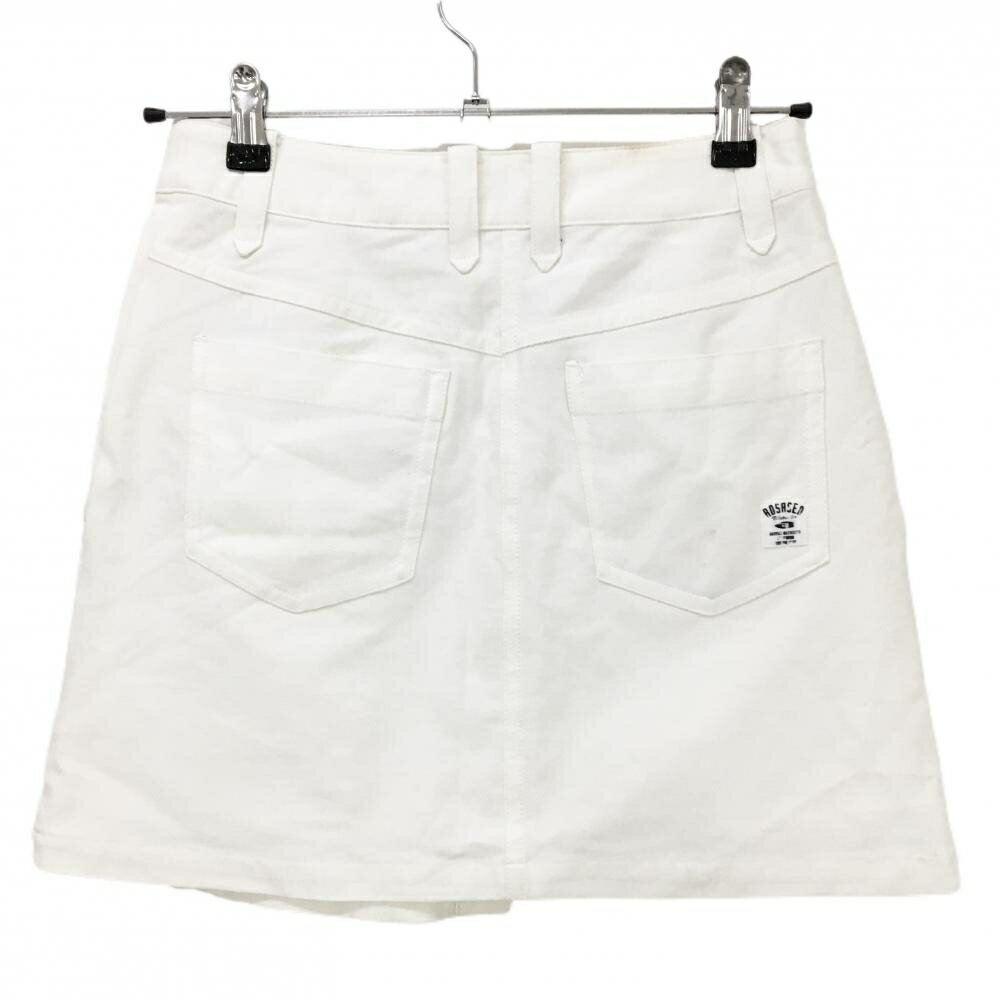 ロサーセン スカート 白 ロゴ黒 スナップボタン 裏地付き レディース S ゴルフウェア Rosasen