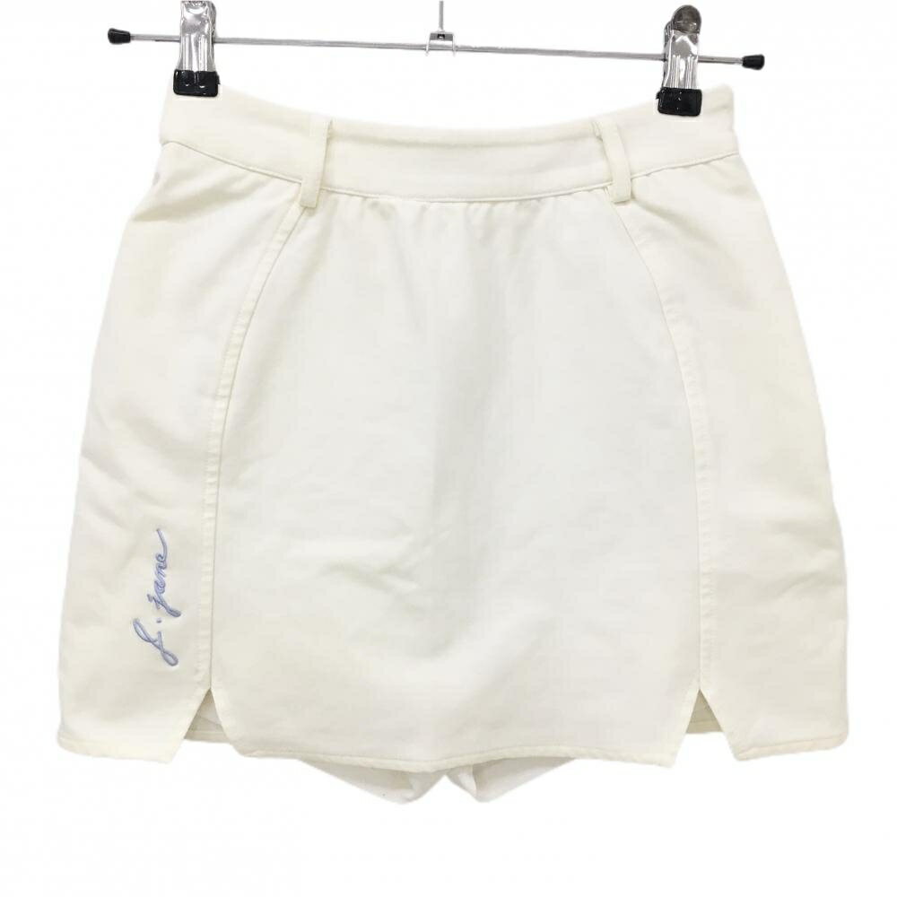 【超美品】ジェイジェーン スカート アイボリー ロゴグレー 韓国モデル 内側インナーパンツ レディース..