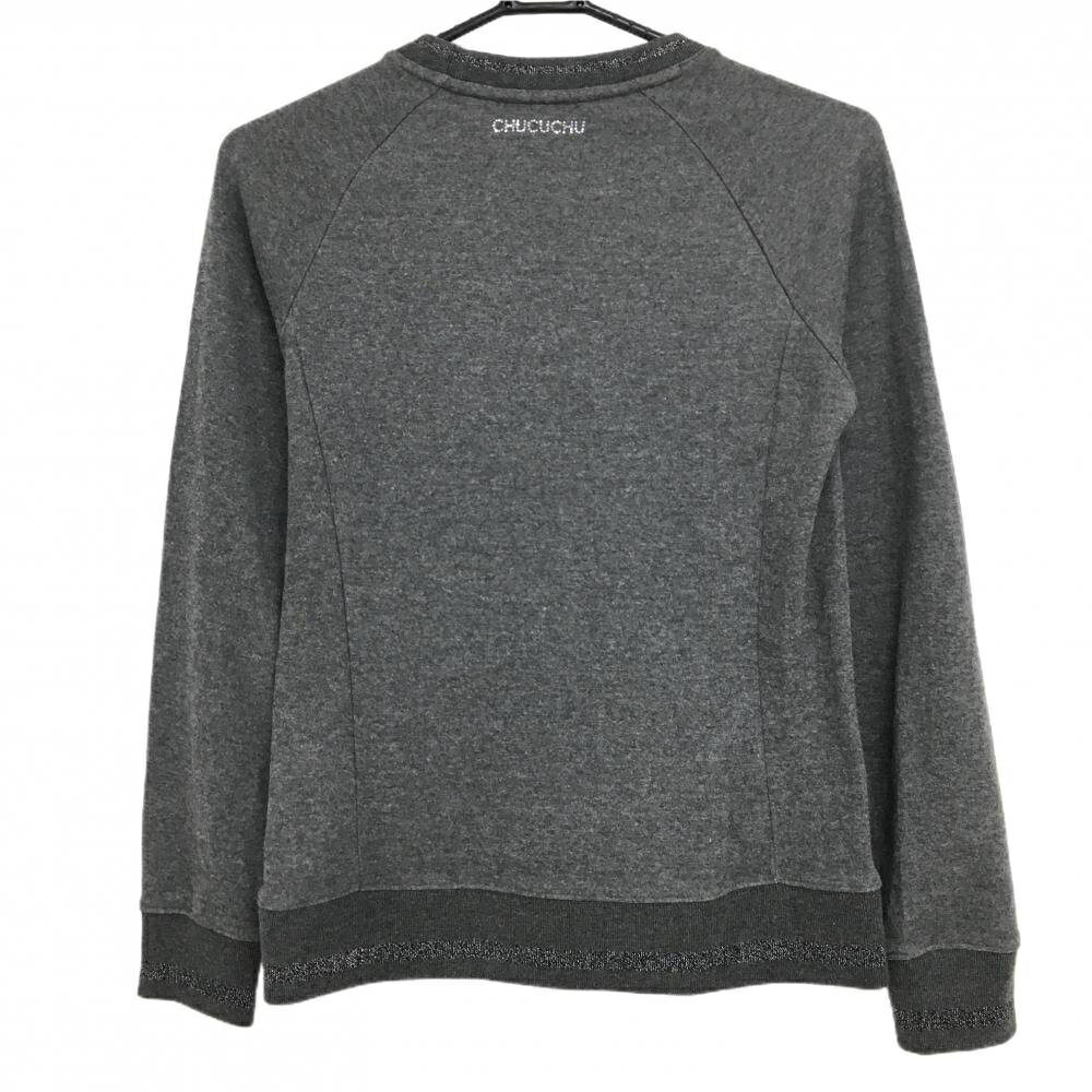 【美品】チュクチュスポーツ トレーナー グレー ラインストーンスカル 韓国モデル レディース M ゴルフウェア CHUCUCHU
