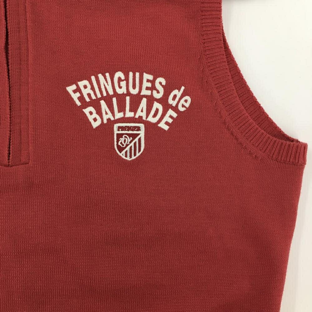 【超美品】ゾーイ ニットハイネックベスト ピンク系×白 ハーフジップ 胸ロゴ ウー...