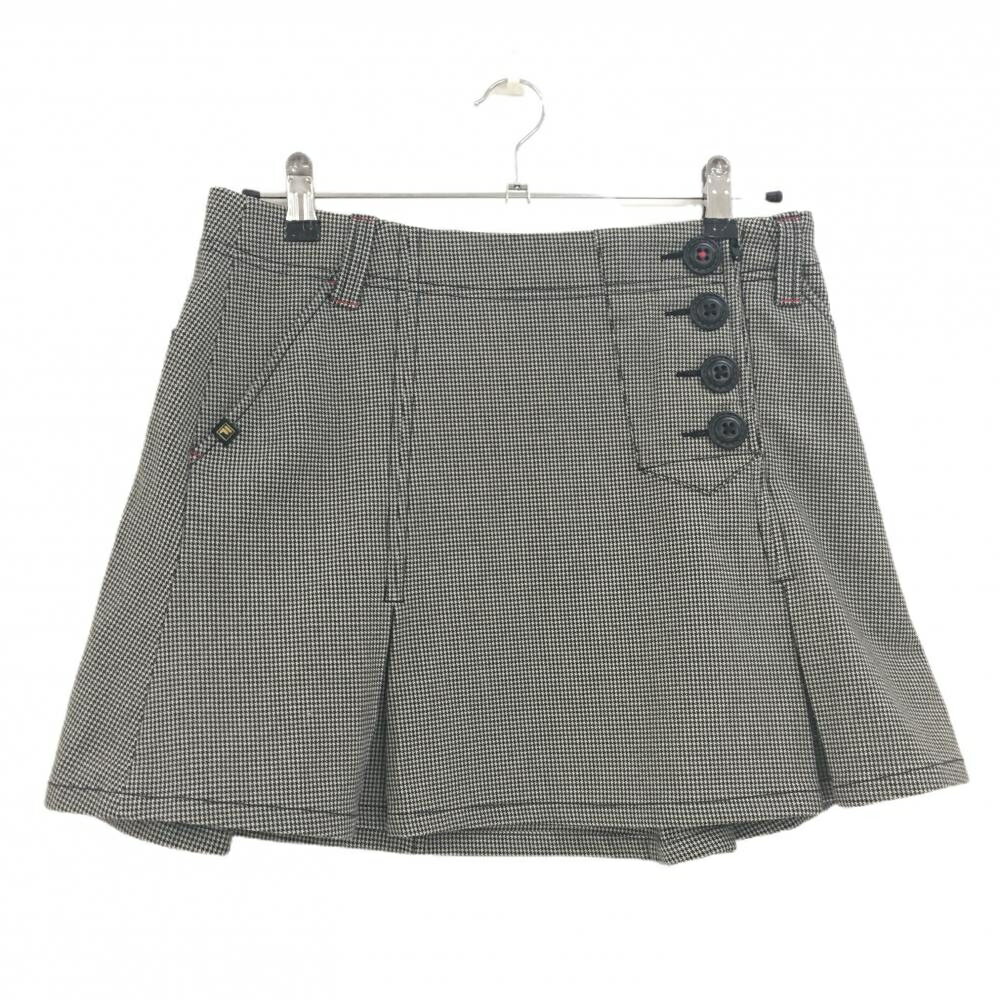 【美品】フィラゴルフ スカート 黒×ベージュ 千鳥格子 飾りボタン レディース L ゴルフウェア FILA GOLF