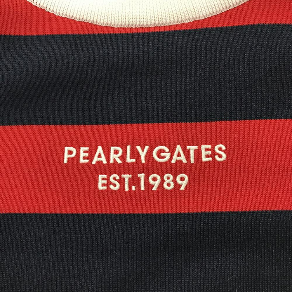 【新品】パーリーゲイツ セーター レッド×ネイビー ボーダー ロゴ白 ウール混 ニット メンズ 6(XL) ゴルフウェア PEARLY GATES