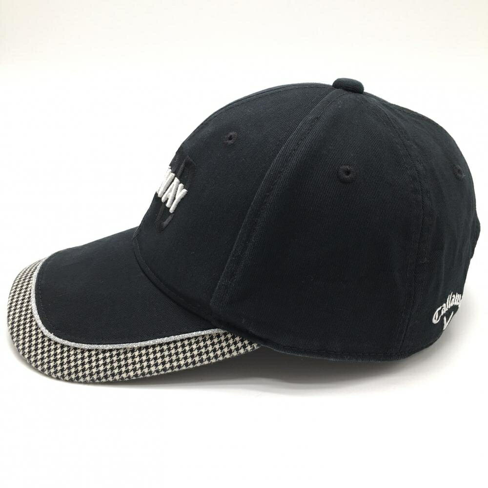 キャロウェイ キャップ 黒×白 つば一部千鳥格子 コットン100％ FR ゴルフウェア Callaway
