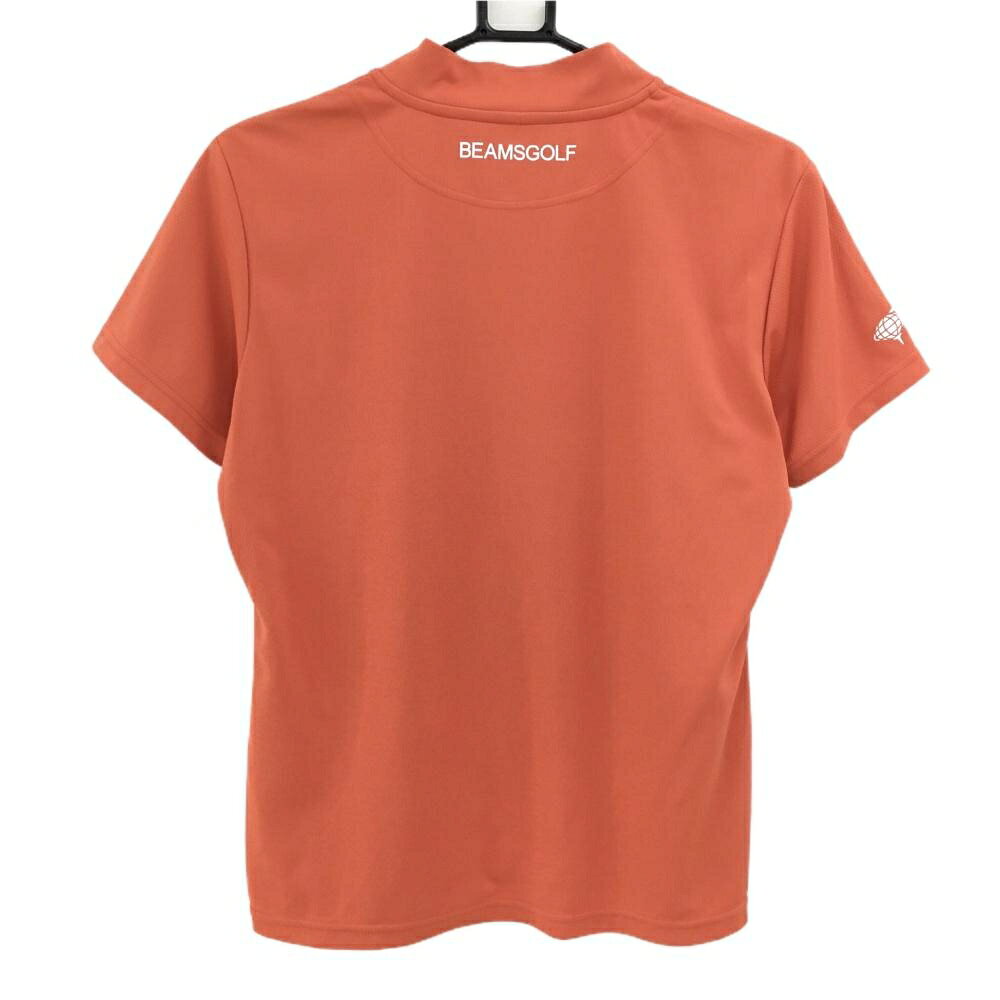 ビームスゴルフ 半袖ハイネックシャツ オレンジ ロゴプリント 花刺しゅう 日本製 レディース L ゴルフウェア BEAMS GOLF