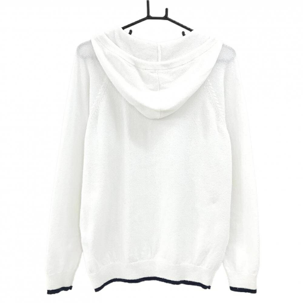 キャロウェイ ニットパーカー 白×ネイビー パイル地 ロゴ刺しゅう メンズ M ゴルフウェア Callaway