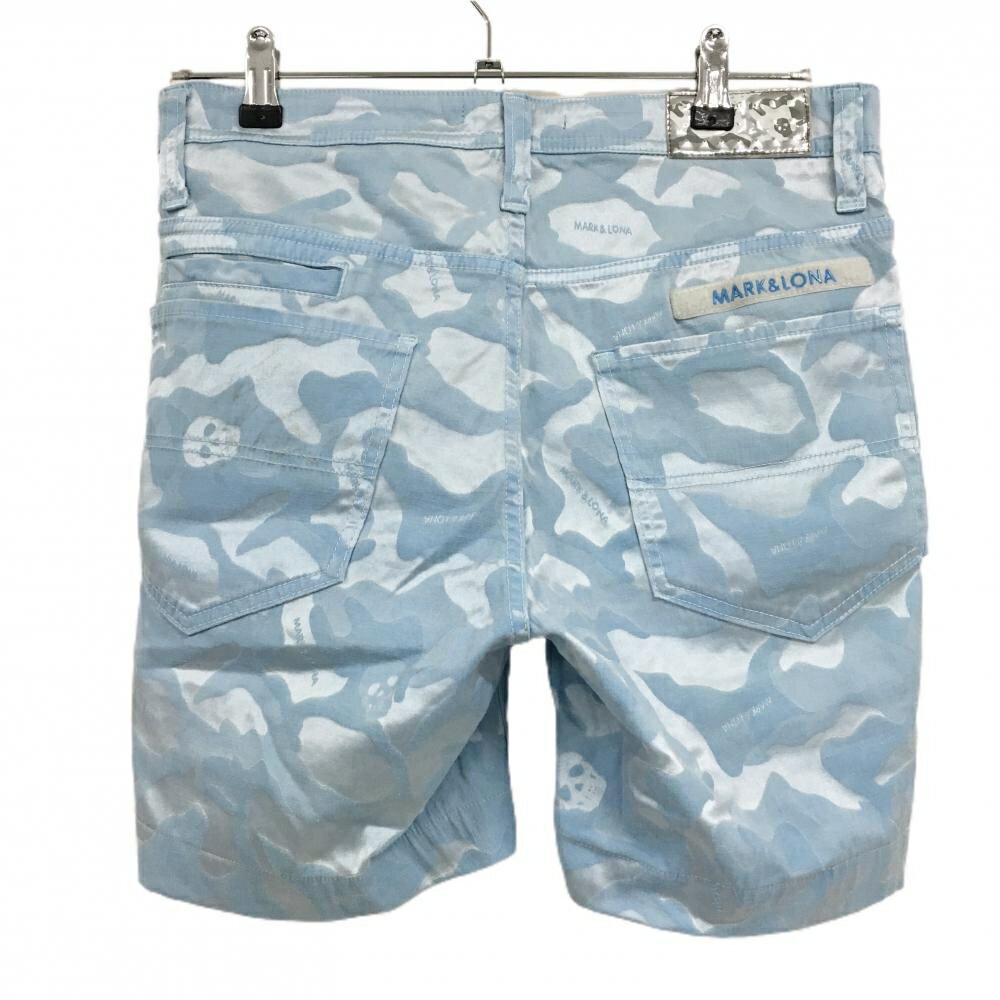 マークアンドロナ ハーフパンツ ライトブルー カモフラ 迷彩 メンズ 44(S) ゴルフウェア MARK＆LONA
