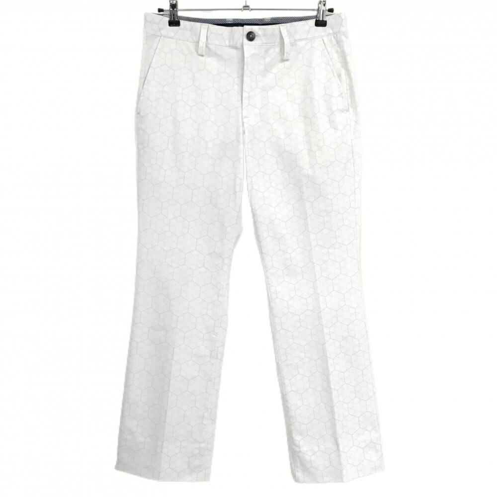 【美品】キャロウェイ パンツ 白×ライトグレー 総柄 ヘキサゴン メンズ M ゴルフウェア Callaway(4.0)