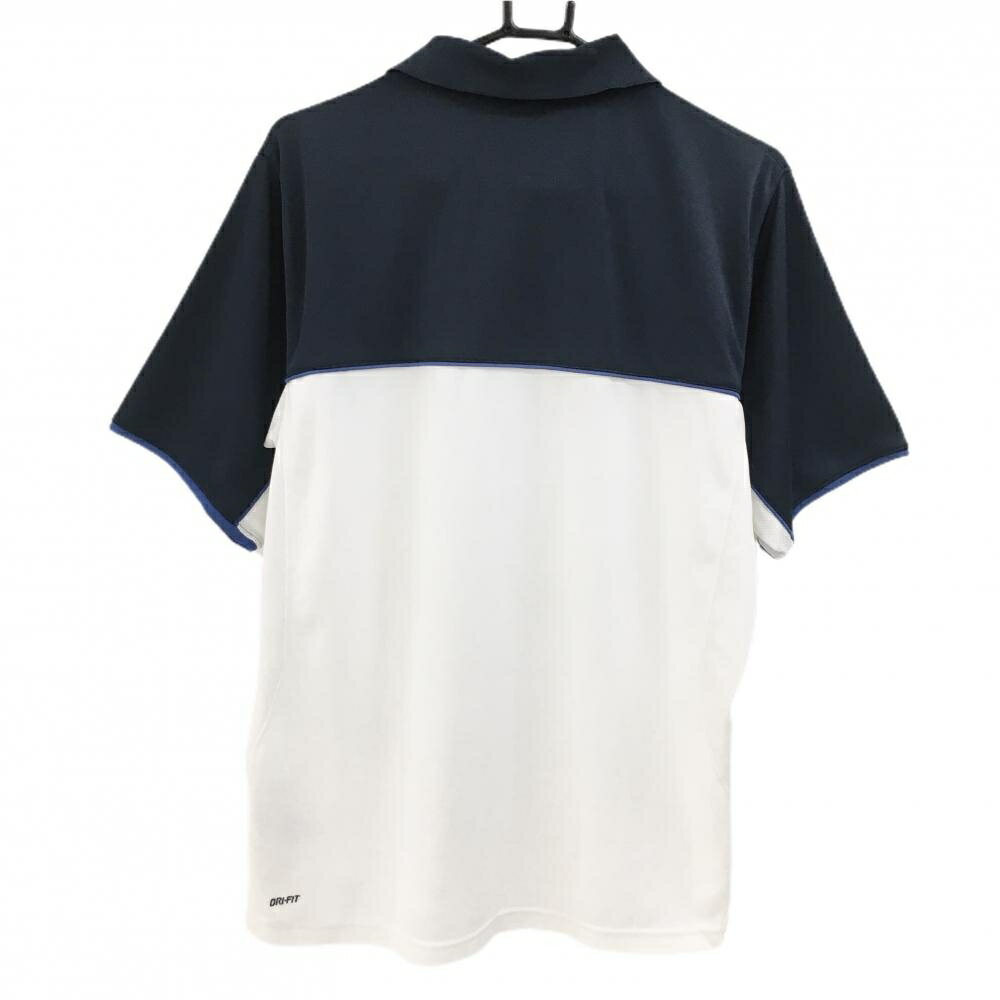 【美品】ナイキ 半袖ポロシャツ ネイビー×白 サイドメッシュ DRI-FIT メンズ L G G ゴルフウェア NIKE