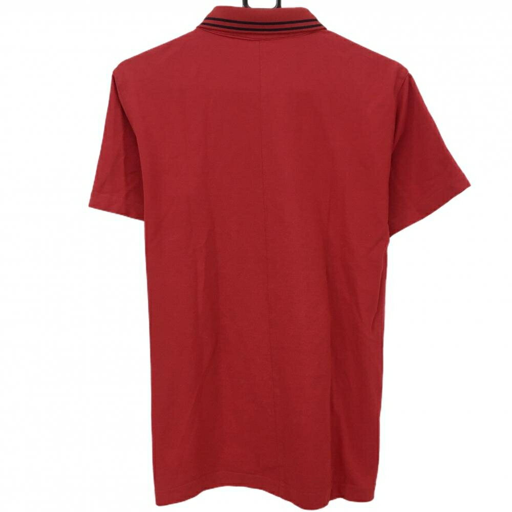 【超美品】ダンスウィズドラゴン 半袖ポロシャツ レッド 襟ライン ドラゴン刺しゅう メンズ 3(L) ゴルフウェア Dance With Dragon