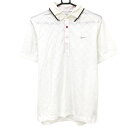 【美品】ナイキゴルフ 半袖ポロシャツ 白 前身頃地模様 ボタンダウン メンズ L ゴルフウェア NIKE