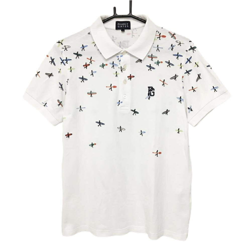 商品説明 ブランド PEARLY GATES アイテム 半袖ポロシャツ 表記サイズ 5 ※海外サイズの場合もございます。必ず実寸サイズをご確認ください。 実寸サイズ 　身幅：約52cm　袖丈：約19cm　肩幅：約40cm　着丈：約65.5cm ※実寸サイズの採寸方法については、こちらをご覧ください。 ★実寸サイズは平台に平置きして外寸を測定しており、商品によっては若干の誤差が生じます。数cmの誤差は予めご了承くださいませ。 特徴・仕様 適応時期 春 ・ 夏 商品ランク B+ コメント 襟・肩・袖汚れ 商品ランク（ゴルフウェア） N 新品（タグ付き) S 新品未使用品（タグなし） A+ 使用感や汚れ等がない、または目立たない綺麗な中古品 A 使用感や汚れ等が少ない美品や良品 B+ 使用感や中小の汚れ等がある一般的な中古品 B 使用感や大中の汚れ等がある一般的な中古品 C 使用感や大中の汚れ、小さな穴等がある中古品 商品ランク（ゴルフシューズ） N 新品（タグ付き) S 新品未使用品（タグなし） A+ しわや汚れ等がない、または少ない綺麗な中古品 A しわや小さな汚れはあるが、使用感が少ない美品や良品 B+ しわや中小の汚れ、使用感がある一般的な中古品 B しわや大中の汚れ、使用感がある一般的な中古品 C しわや大中の汚れ、使用感がある中古品 D しわや大きな汚れ、使用感がある中古品 &nbsp;★A+～CランクはUSED品となりますので、神経質な方はご入札をお控えください。 &nbsp;★Nランクは新品商品ですが、一部保管時による汚れ等があります。商品説明や写真で必ずご確認ください。　