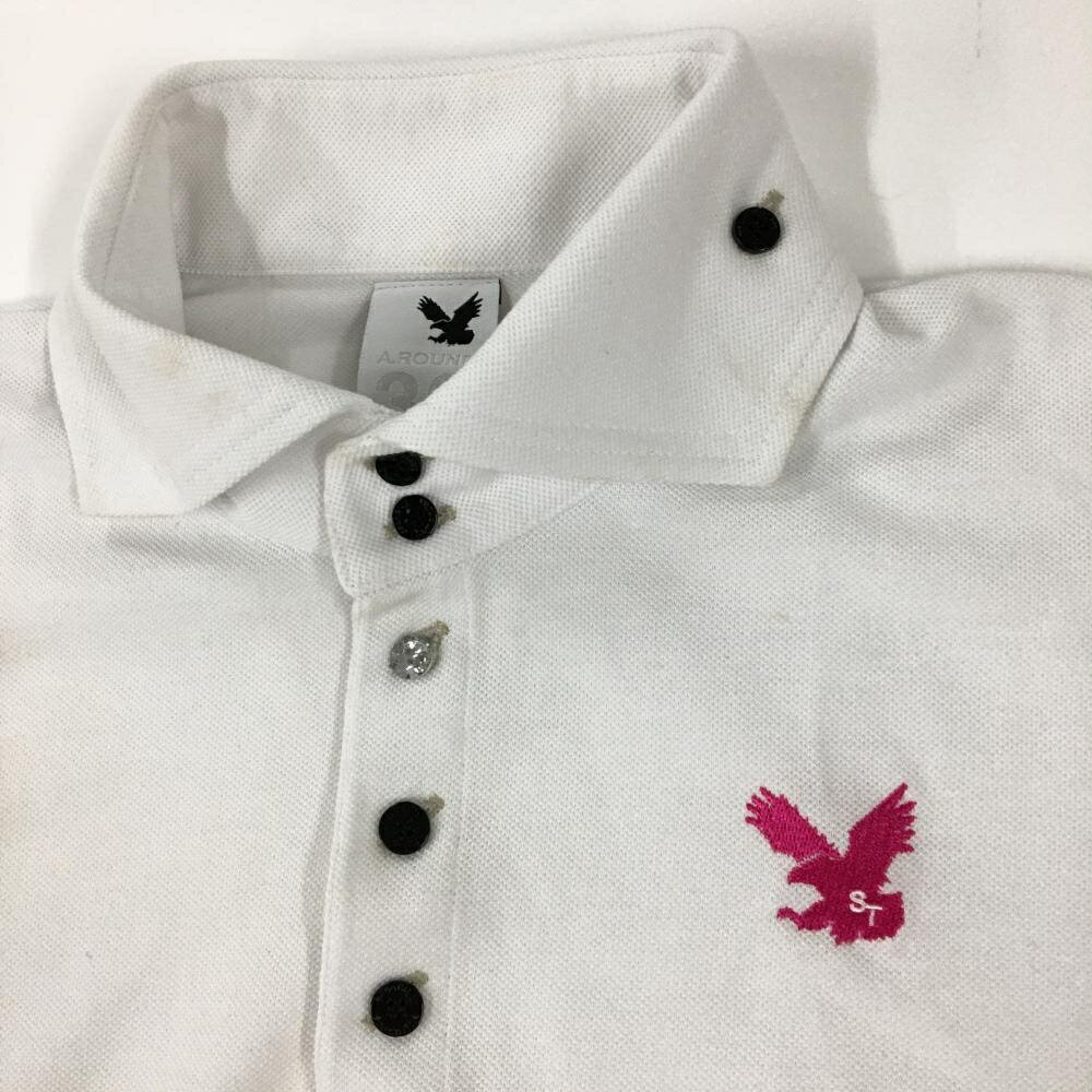 サマンサタバサ 半袖ポロシャツ 白 襟ボタン A.ROUND36 メンズ LL ゴルフウェア Samantha Thavasa