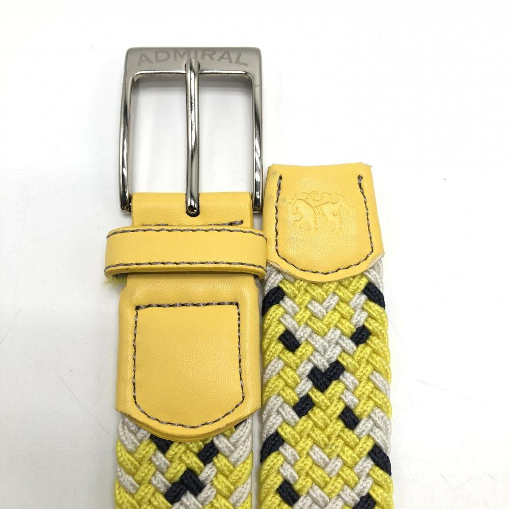 【美品】アドミラル メッシュベルト イエロー×白 シルバーバックル レディース ゴ...
