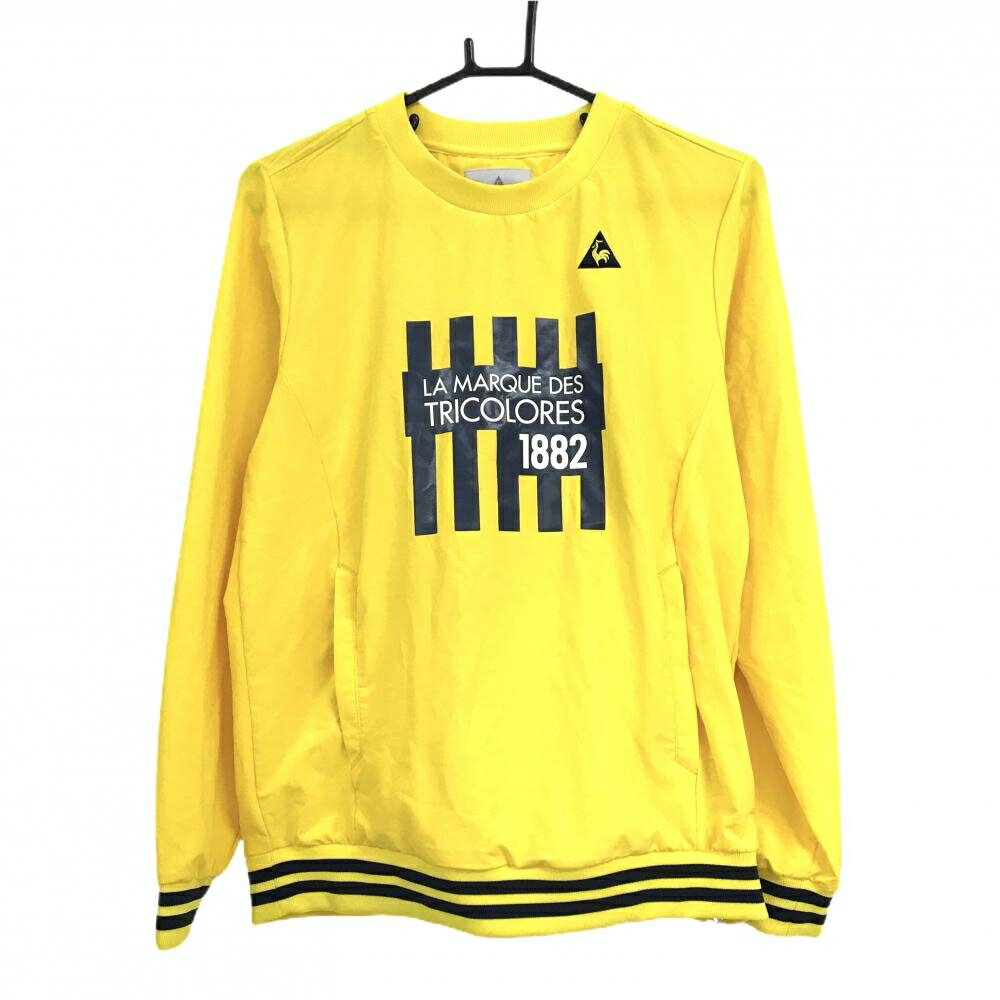 【美品】ルコックゴルフ スニード イエロー×ネイビー 薄手 ブルゾン 袖口・裾ライン レディース M ゴルフウェア le coq sportif