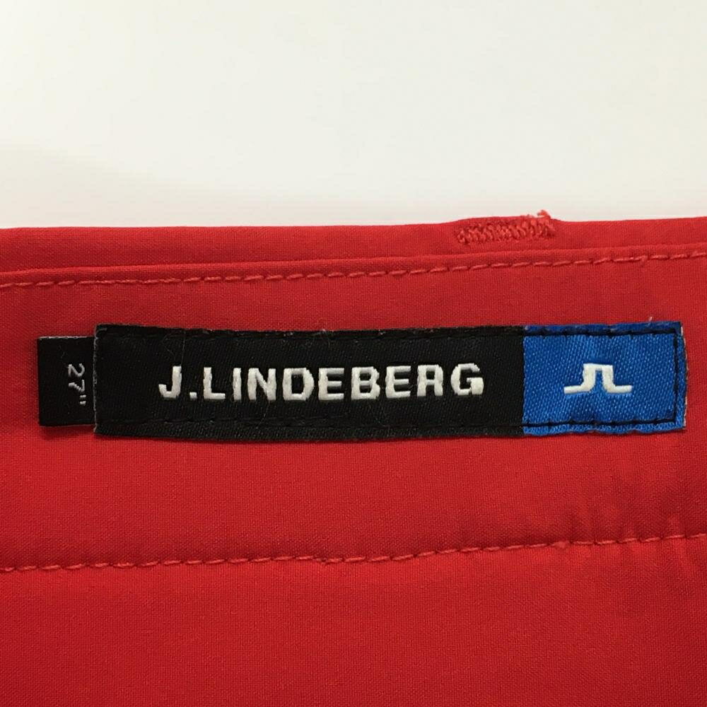 【美品】ジェイリンドバーグ ハーフパンツ レッド シンプル レディース 27 ゴルフウェア J．LINDEBERG