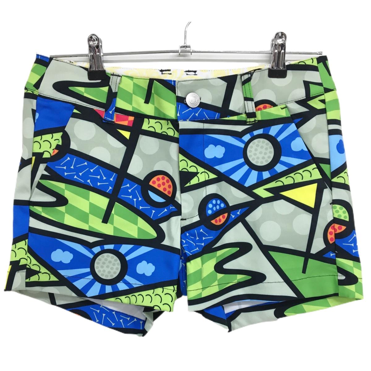 【新品】ラウドマウス ショートパンツ マルチカラー 総柄 ストレッチ レディース L ゴルフウェア LOUDM..