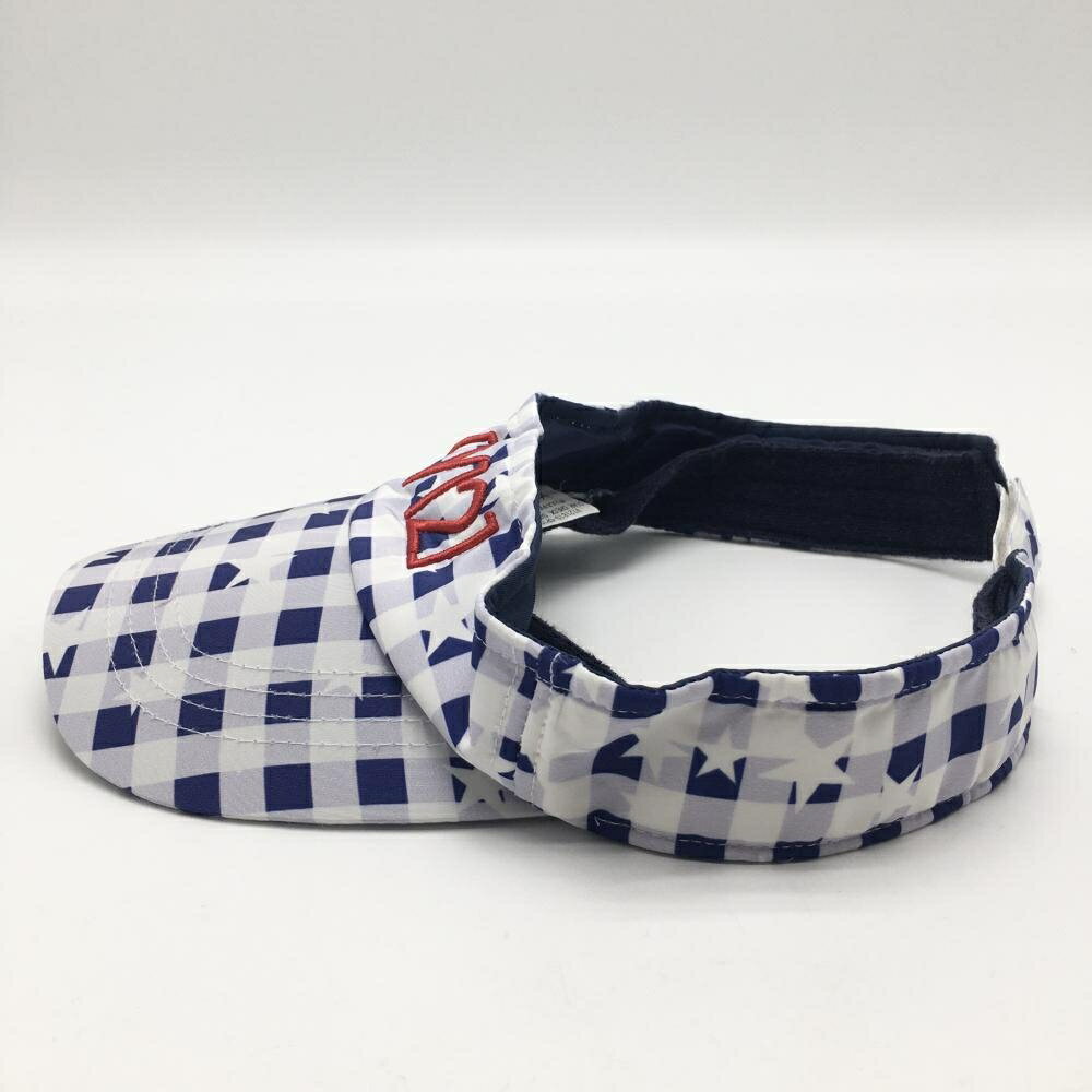 V12 サンバイザー 白×ネイビー チェック ゴルフウェア V12