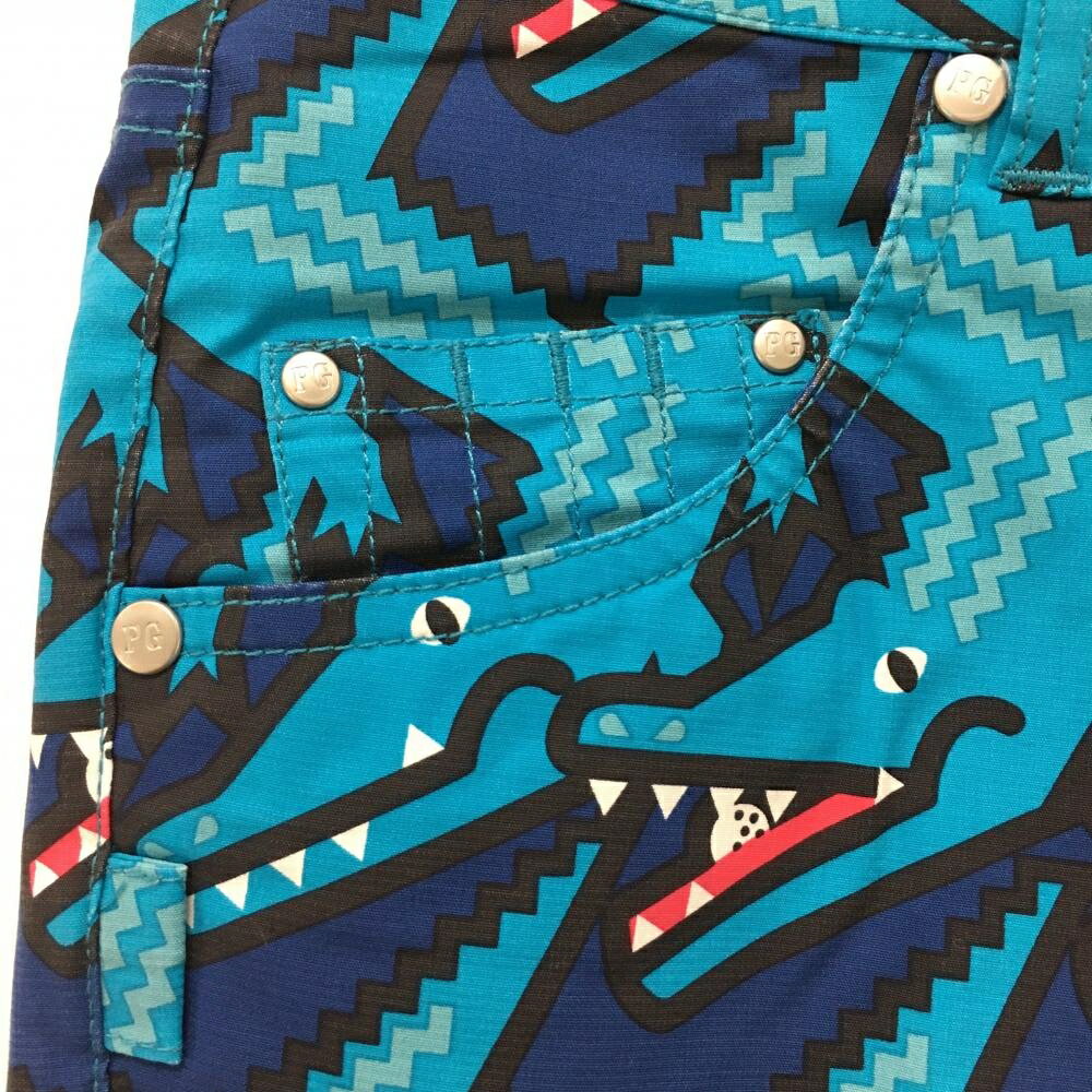 【新品】パーリーゲイツ パンツ ライトブルー×ネイビー ワニ柄 COOL ストレッチ レディース 0(S) ゴルフウェア PEARLY GATES