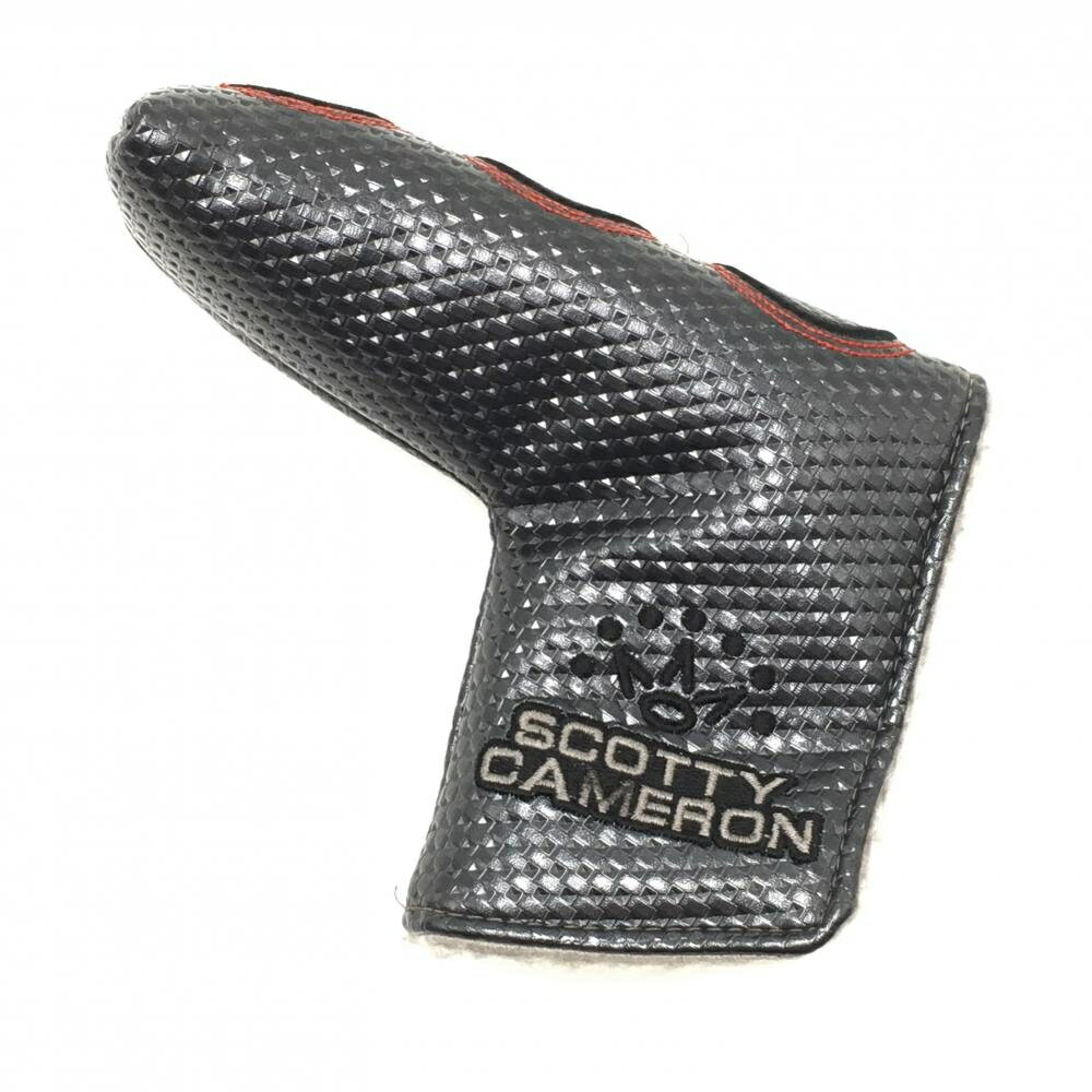 スコッティキャメロン パターカバー ダークグレー系 ×レッド×黒 ピン型 ロゴ刺しゅう ゴルフ Scotty Cameron