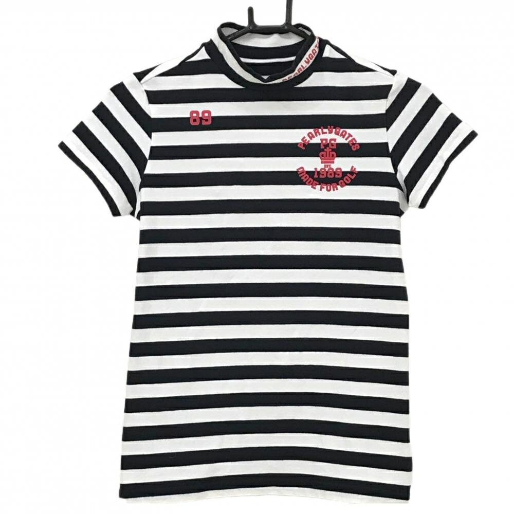 Rakuten - 【美品】パーリーゲイツ 半袖ハイネックシャツ ネイビー×白 ロゴ ストレッチ レディース 1(M) ゴルフウェア PEARLY GATES